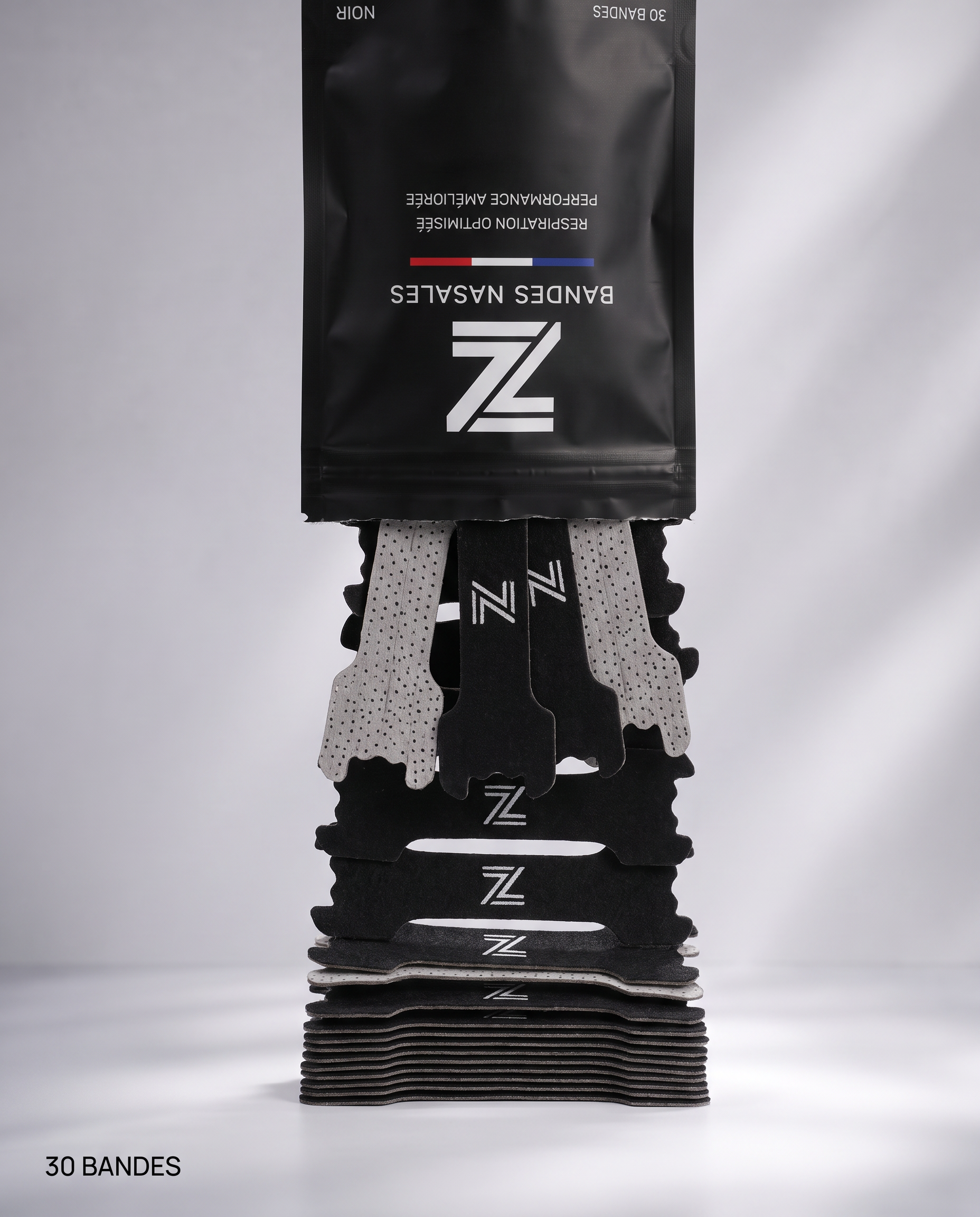 Bandes nasales noires Zone2 pour respiration sportive